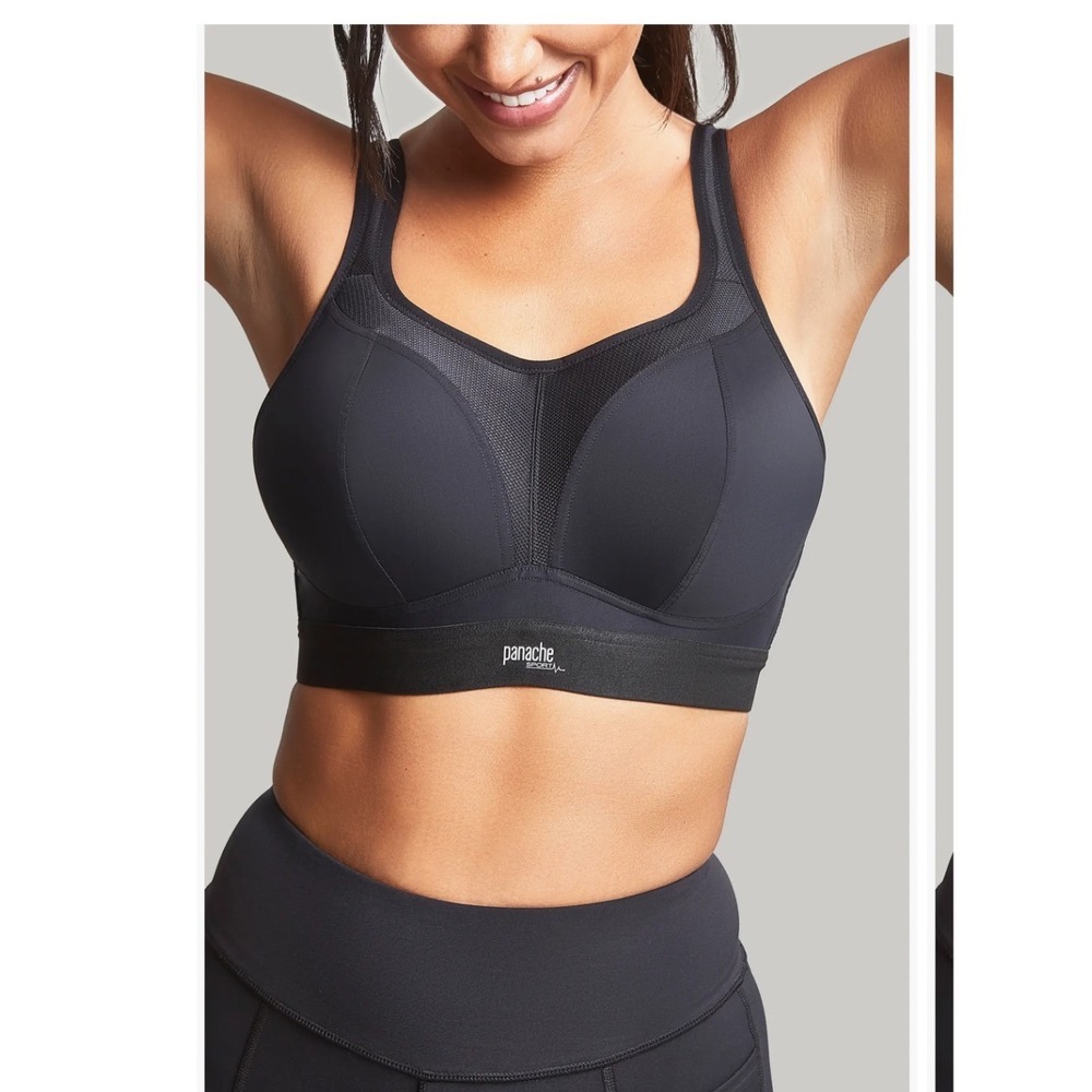 Panache Sport Non Wired Sports Bra Black 34D High Impact Racerback Option